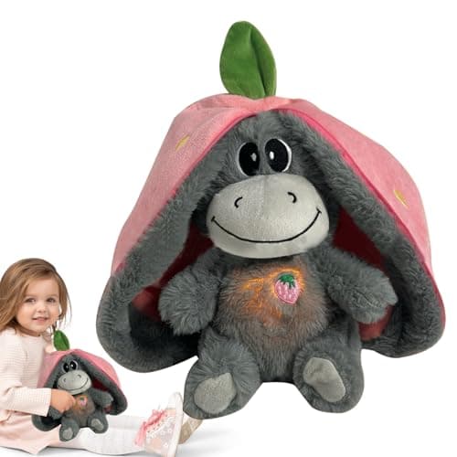 Peluche Respirante Âne Endormi pour Soulager Le Stress | Animal en Peluche Endormi avec Lumière et Musique | Doudou Endo
