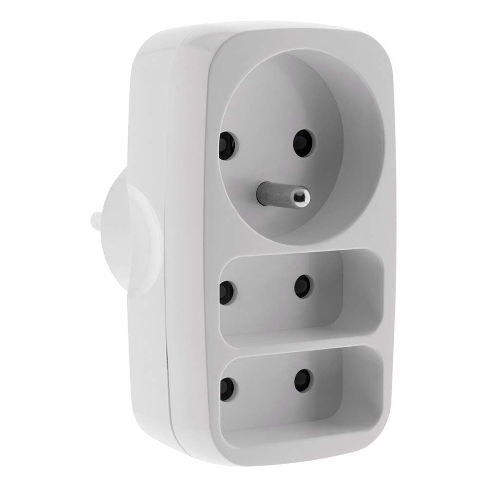 Multiprise Zenitech 2x2P 6A + 1x2P+T 16A Blanc