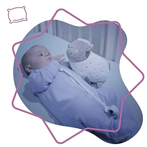 Badabulle Veilleuse Bébé Musicale & Lumineuse - Peluche Douce & Lavable, Projections Étoiles Apaisantes, 12 Berceuses +