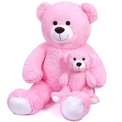 SNOWOLF Ours en peluche cuddly bear Boutons yeux doux mignons Cadeau enfants Anniversaire Noël Saint Valentin (60m, Brun — Familypink
