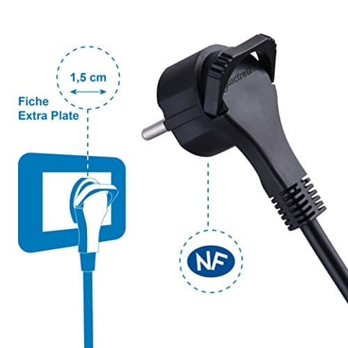 Electraline Bloc 5 Prises avec Interrupteur 16A 1,5 m Noir & Zenitech Prolongateur HO5VV-F 3G1,5mm² 5m Noir 2P+T