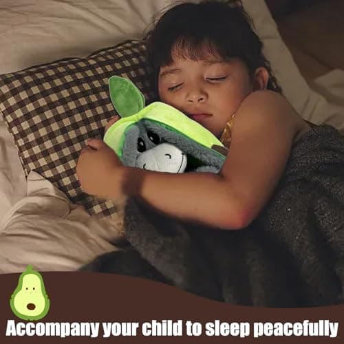 **Peluche Âne Respirant avec Musique et Lumières, Jouet de Réduction du Stress pour Enfants, Peluche Douce et Respirante