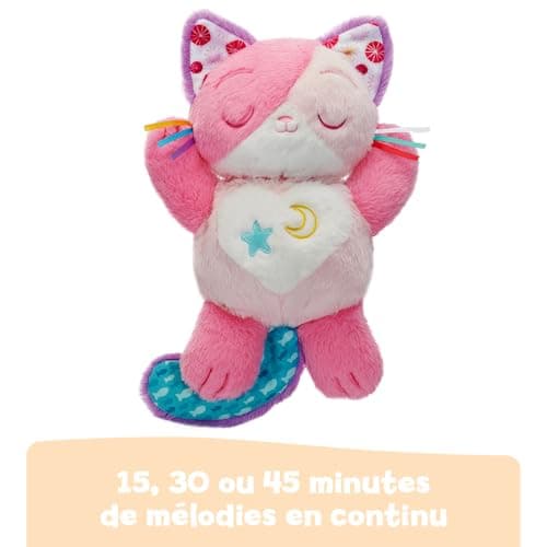 VTech MonChatonDouceNuitRose PelucheQuiRespireetRonronne VeilleuseBébéMusical - Contenu en Français - Cadeau Nouveau-Né