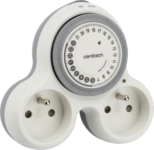 Biplite programmable 2x16A - Blanc - Zenitech - Interrupteur intelligent - Domotique - Éclairage extérieur