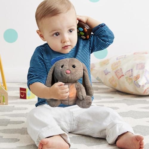 Animaux en peluche Lapin apaisant - Soulagement de l'anxiété avec lumières et mouvements rythmiques - Pour adultes stres