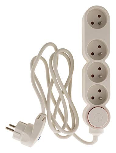 Bloc Home 4 prises 16A 2P+T - Blanc - Protection parafoudre