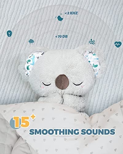 Jouet en Peluche Koala Auby avec 10 Berceuses, Lumières et Mouvement Respiratoire - Calme les Nouveaux-Nés et Bébés