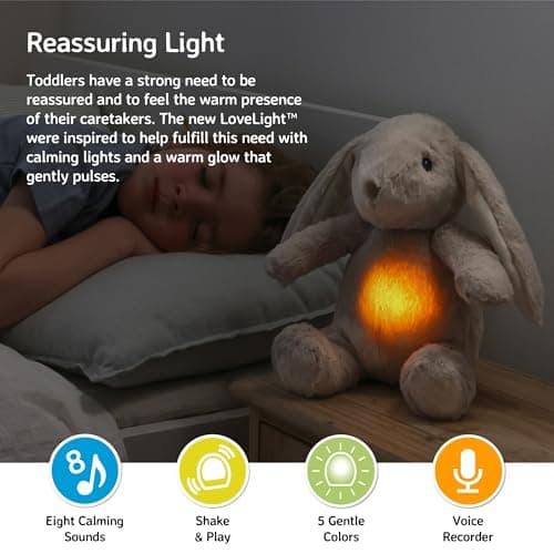 Cloud b peluche musicale Billy le Lapin avec veilleuse & recharge USB-C | Bruit blanc & enregistrement vocal | Pour bébé