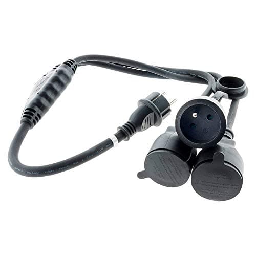 Prolongateur à triple tête Zenitech HO7RN-F 16A 3G1,5mm² - Noir 1m - Idéal pour le chantier