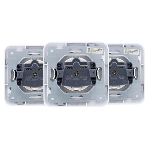 Zenitech Lot de 3 Prises Encastrées Schuko 16A Grisinstallation Discrète et Sécurisée|Zenitech Modèle Antaria Prises Enc