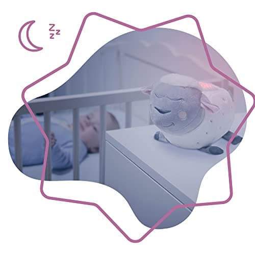 Badabulle Veilleuse Bébé Musicale & Lumineuse - Peluche Douce & Lavable, Projections Étoiles Apaisantes, 12 Berceuses +