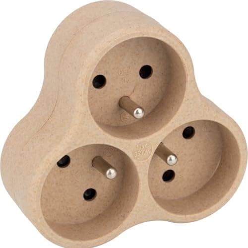 Triplite Schuko 16A Interrupteur Blanc pour Habitat Éclairage LED Compacts 2x16A 2Poles Blanc Schuko Interrupteur Éclair — Beige