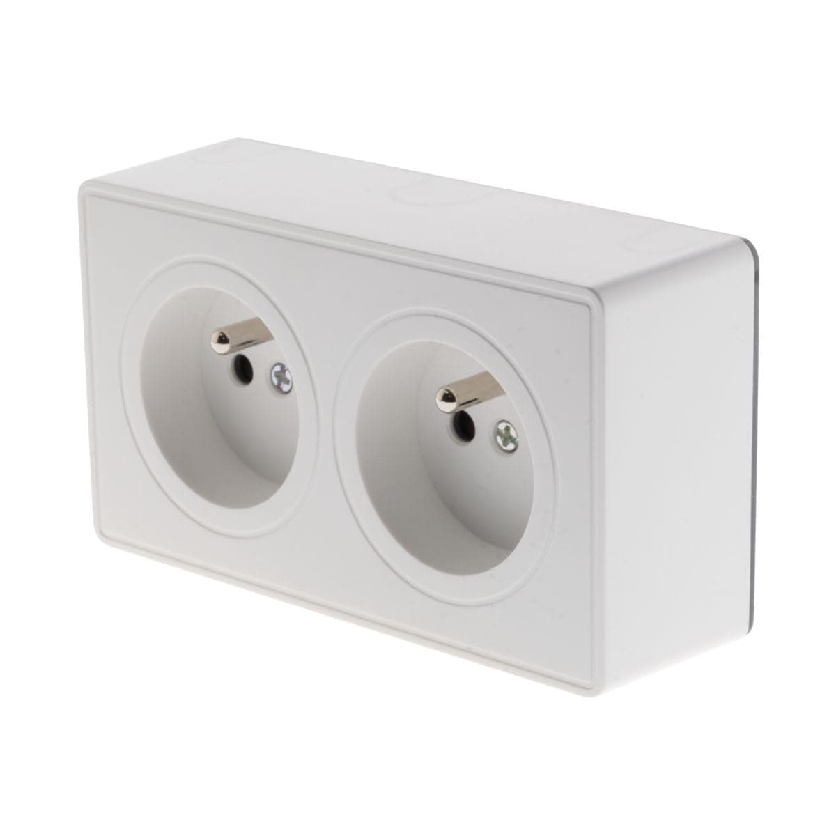 Zenitech Prise Double Saillie 2P+T 16A Blanc - Sûr & Conforme à la Norme CE