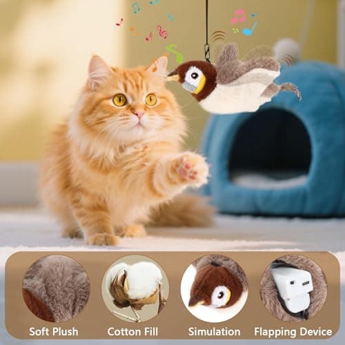 Collazoey Jouet pour Chat Interactif en Peluche, Simulant le Gazouillis, pour Jouer à l'Intérieur