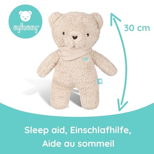 myHummy Ourson Sommeil 5-en-1 – Peluche personnalisée avec nom imprimé, Capteur de sommeil intelligent, Veilleuse bicolo