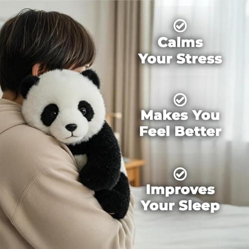 Zunishaone Panda en Peluche Respirant Musique Légère - Peluche Apaisante Réaliste pour Enfants | Couverture Lavable et L