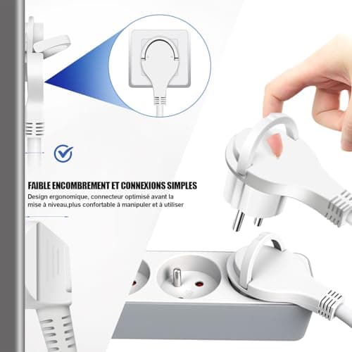 EXTRASTAR Multiprises 3 Prises avec Sécurité Enfant, Bloc 3 Prises avec Interrupteur, Rallonge 1.5m 230 V en Blanc