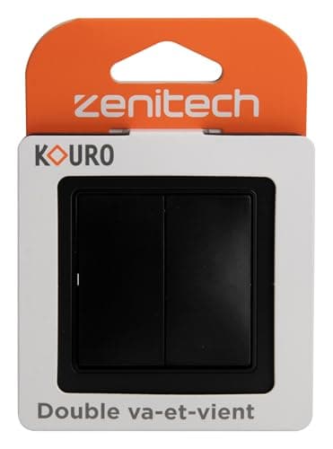 Zenitech Interrupteur Complet va-et-vient double 10A en métal brossé noir pour Kouro