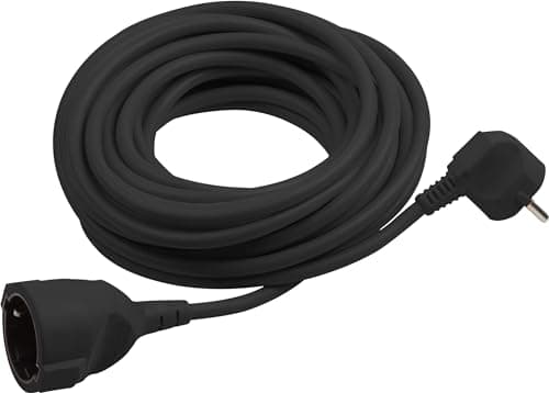 Meister Rallonge Schuko avec Protection de Contact IP20 - 2 m Câble en Plastique Noir 7432220