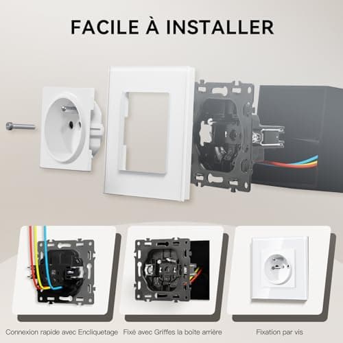 Prise murale BSEEDverre 16A 250V bureau-hôtel, Blanc 86MM 2Paquets