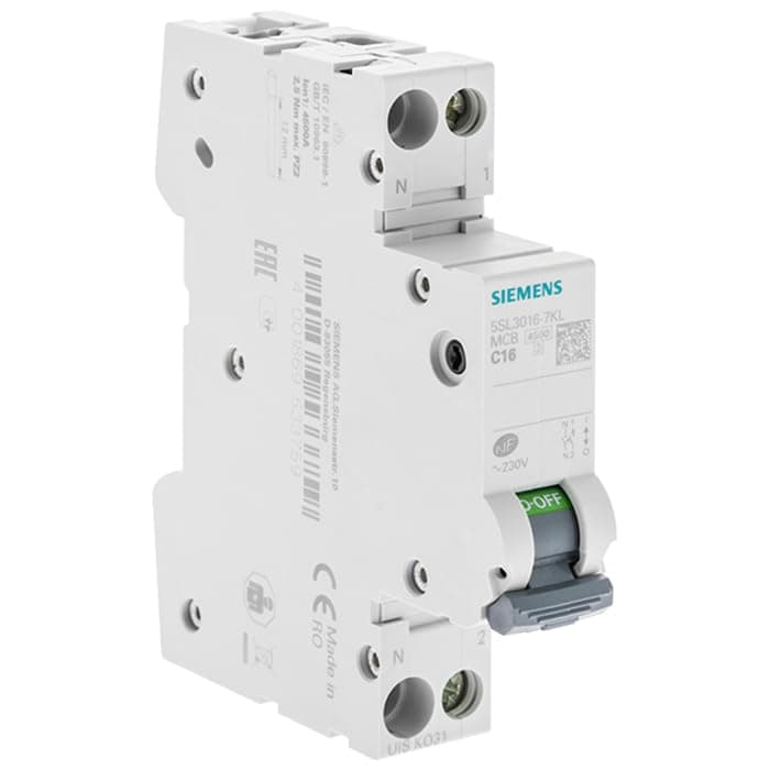 Disjoncteur 16A Ph+N Courbe C |5kA 230V - Sécurité Électrique Industrielle pour Maison et Commerce - Disjoncteur Électri