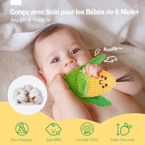 Hahaland Jouet Bebe 6 Mois Sensoral Eveil 6-12 Mois, Grande Sélection Fruits et Légumes Jouets Peluche, Cadeau Montessor