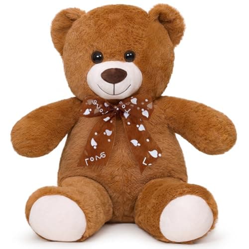 SNOWOLF Ours en peluche cuddly bear Boutons yeux doux mignons Cadeau enfants Anniversaire Noël Saint Valentin (60m, Brun — Marron Foncé
