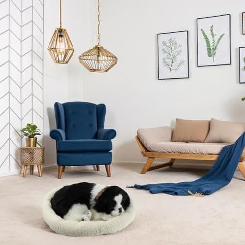 GLFLOW Chien en peluche douce qui respire - Jouet interactif pour décoration intérieure - Doux et amusant