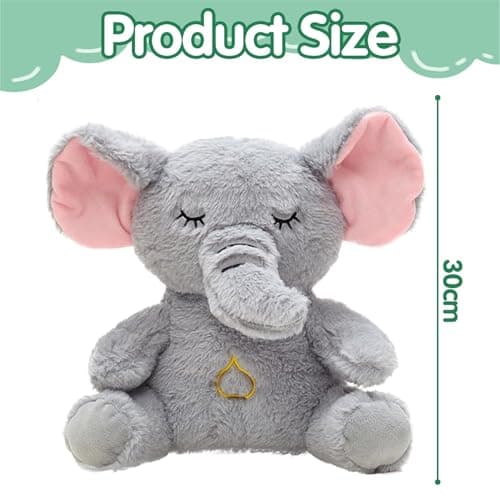 Éléphants Peluche qui respireют, Calin apaisant pour bonne nuit, Musicale PPeluche Qui respire au rythme humain pour Fil