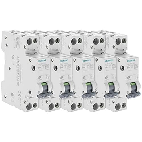 SIEMENS - Disjoncteurs électriques 10A phase + neutre (10A, 5 unités) - Sécurité électrique pour installations résidenti