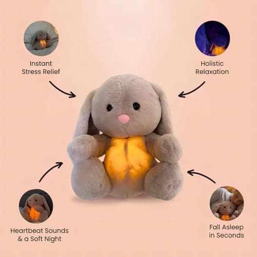 Peluche Lapin Yonuaret qui respire et éclaire, envoi cadeau parfaite pour bébé, 28cm