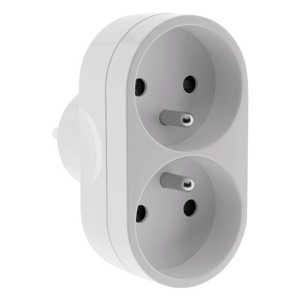 Zenitech Multiprise Biplite 16A pour Façade - Blanc - Sécurité Maxi & Design Élégant pour Maison/Magasin