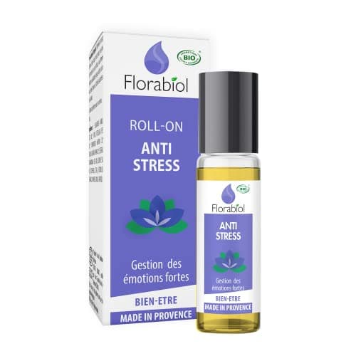 FLORABIOL Roll On Anti Stress Certifié Bio 100% Naturel 10 ml - 4 Huiles Essentielles - Réduit le Stress & l’Anxiété - F