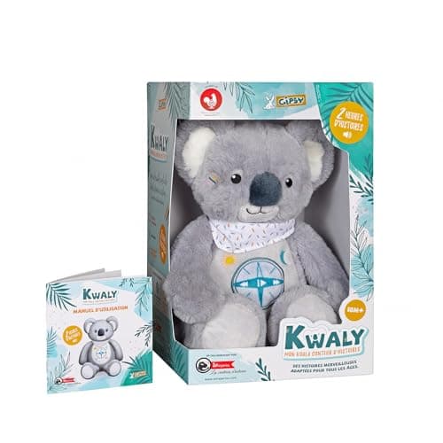 KWALYNA Koala Conteuse d'Histoires Peluche Interactive Version Française 2 Heures de Contes Merveilleux pour Enfants de — Gris