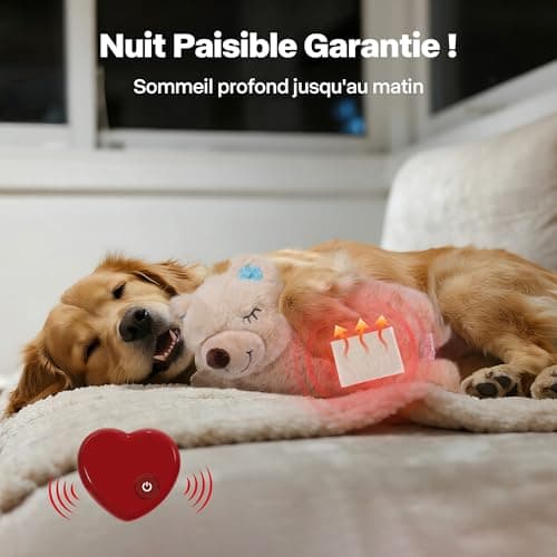 Peluche Apaisante avec Battement de Cœur pour Chien – Anti-Stress, Sommeil Paisible, Idéal Contre l'Anxiété de Séparatio
