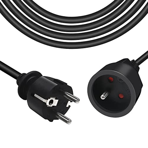 EXTRASTAR Rallonge électrique blanche 16A 10m 3G1,5 mm² - Idéale pour la maison et le jardin - Grande capacité de mise e — Noir