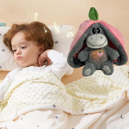 Âne en Peluche Respirant et Apaisant pour Soulager le Stress | Âne avec Mouvement Respiratoire et Musique Calme, Lumière