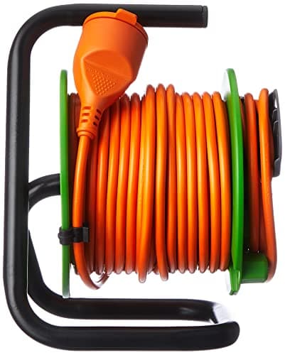 Electraline 208617 rallonge jardín 15 m avec enrouleur - parfait pour jardiniers - facilité d'utilisation Orange/Vert
