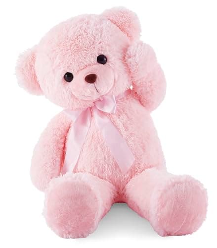 YunNasi Ours en Peluche Géant XXL 90cm - Peluche Moelleuse pour Enfants, Cadeau de Noël, Décoration Chambre Rose
