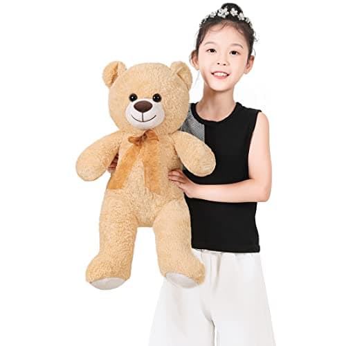 SNOWOLF Ours en peluche cuddly bear Boutons yeux doux mignons Cadeau enfants Anniversaire Noël Saint Valentin (60m, Brun