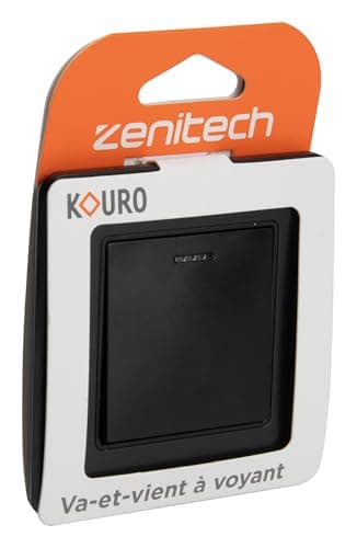 Zenitech Interrupteur Double Complet à Voyant 10A - Métal Noir brossé - Éclairage Intérieur Confortable