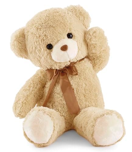 YunNasi Ours en Peluche Géant XXL 90cm - Peluche Moelleuse pour Enfants, Cadeau de Noël, Décoration Chambre Rose — Marron Clair
