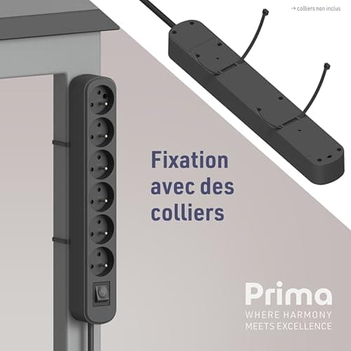 Electraline 32053 Bloc 6 prises avec interrupteur pour maison Noir adapté aux foyers français