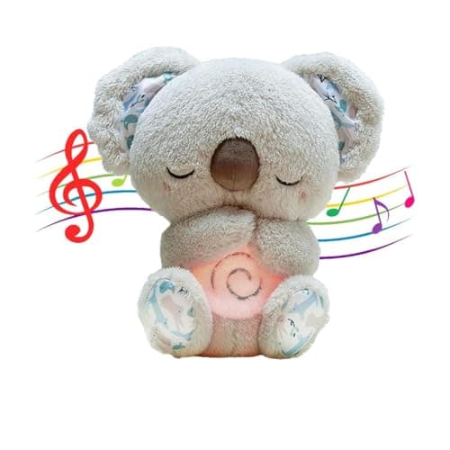 OKTAOAOO Peluche pour Enfants Soulagement de L'anxiété, Jouet Apaisant avec Musique et Lumières pour Dormir, Loutre Koal — Gris