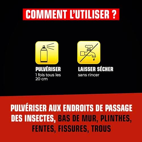 K.PRO CHOC - Spray Aérosol Anti Cafards et Araignées - Action Radicale, Effet Longue Durée - 1l