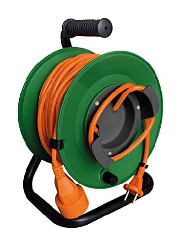 Enrouleur sans Prise 2x1,5mm² 25m Base Métal + Coupe Circuit Électrique - Vert/Orange - Zenitech — 2x 1,5mm² (sans terre)