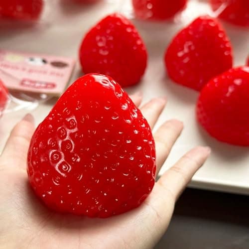 Jouet Anti-Stress Fraise Rouge Fufu Squishy - Balle Taba Jouet pour Adultes et Enfants, Accessoire de Bureau Amusant en