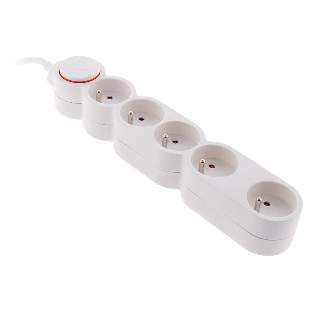 Bloc Home 5 prises 16A 2P+T blanc - pour la maison - câble 1,5m - design élégant - Blanc - Zenitech