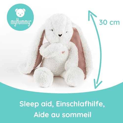 Jouet interactif Lapin 5 en 1 avec lumière, sons et vibrations – Pour enfants, écru-rouge