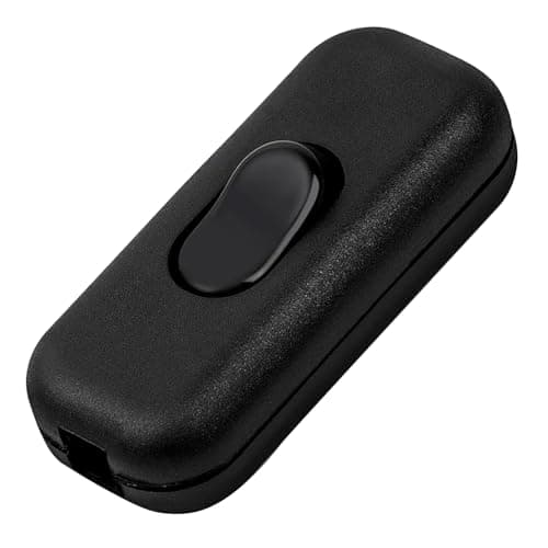 Interrupteur Lampe de Chevet Bi-Polaire Noir 6A 250V, pour Lampe de Bureau et de Chevet, Petit Appareil